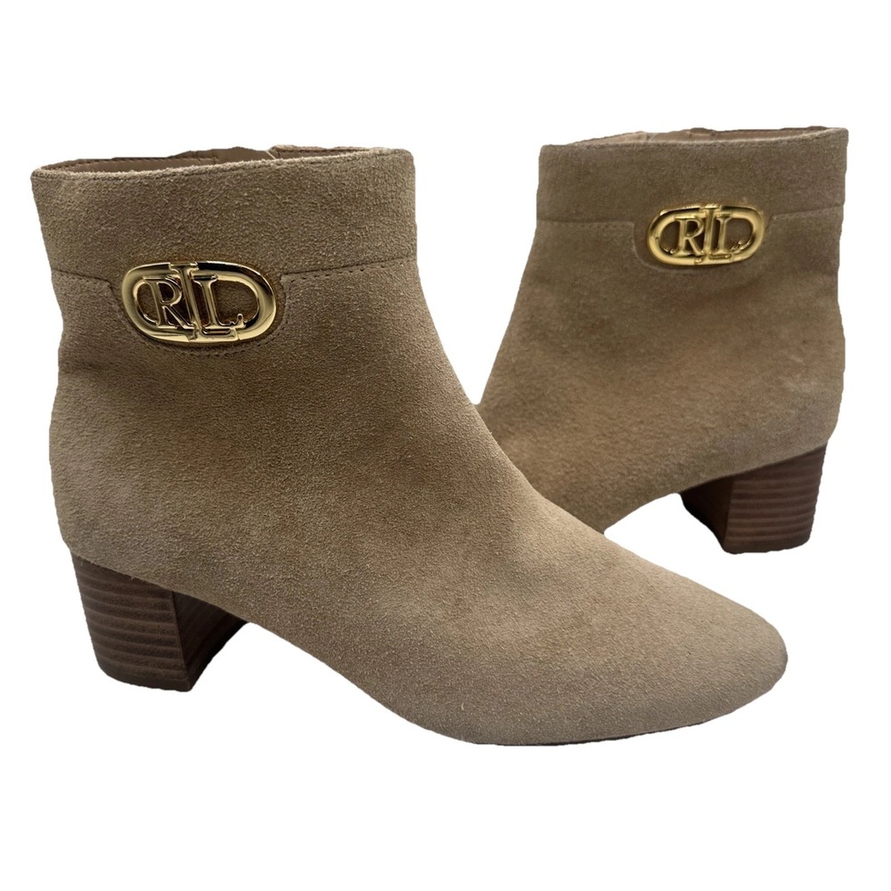 NEW Ralph Lauren‎ Wynne Bootie Women Size 5 Brown/Suede Leather High Toe Slip On